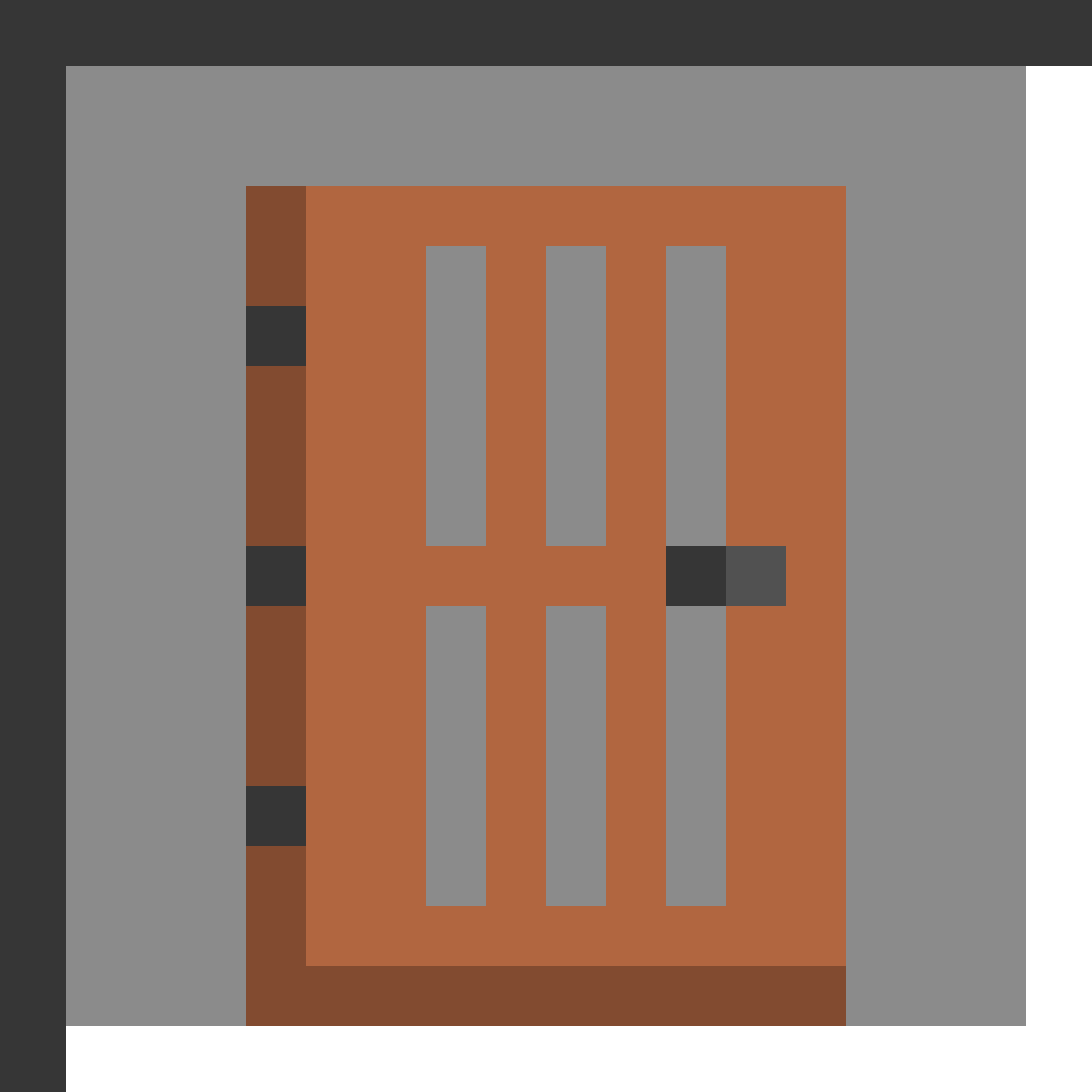 Acacia Door in Minecraft, drawn from the game's own item texture. Entry and exit for buildings. Minecraft has used the name Acacia Door since 1.8.