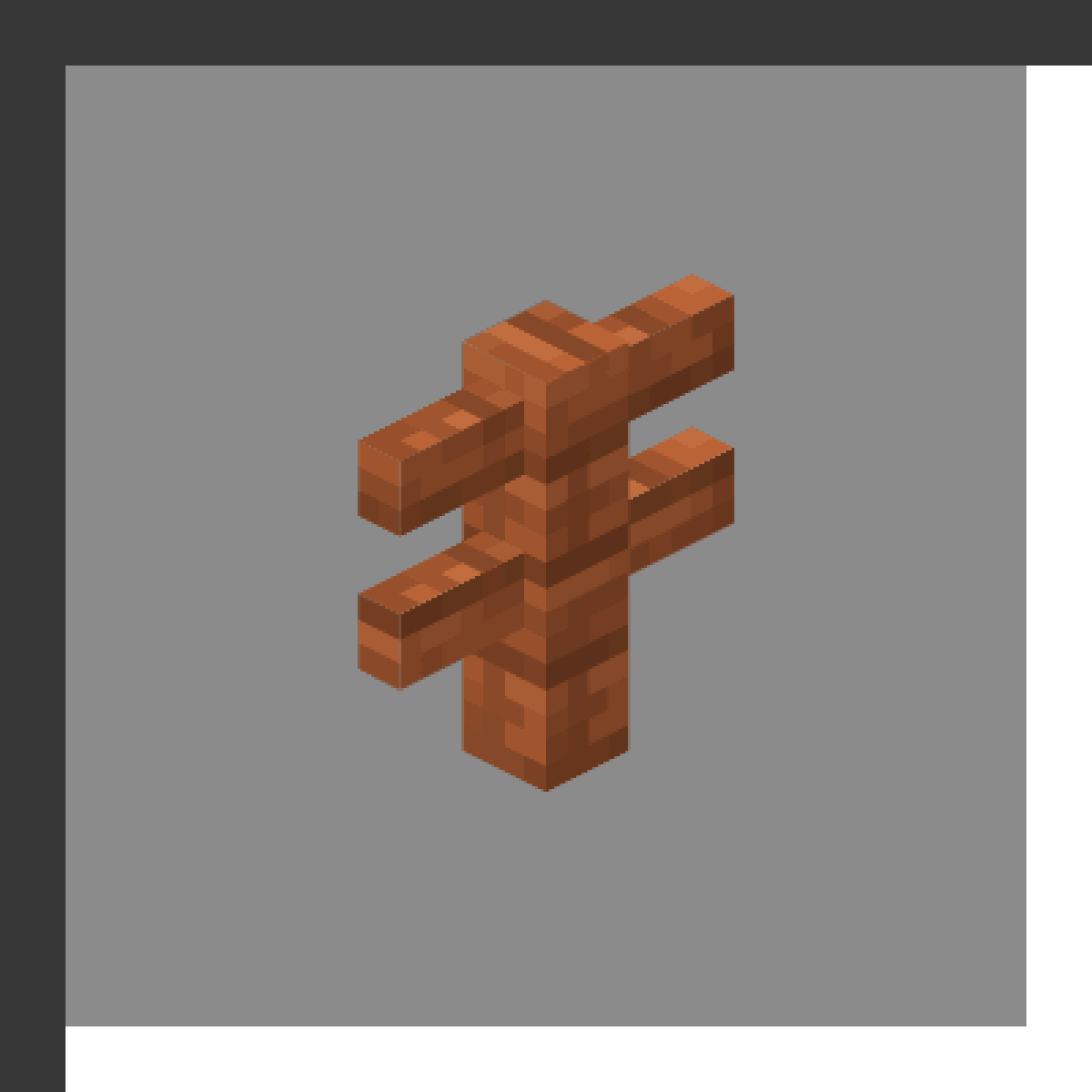 Acacia Fence in Minecraft, drawn from the game's own block model. Animal pens. Minecraft has used the name Acacia Fence since 1.8.