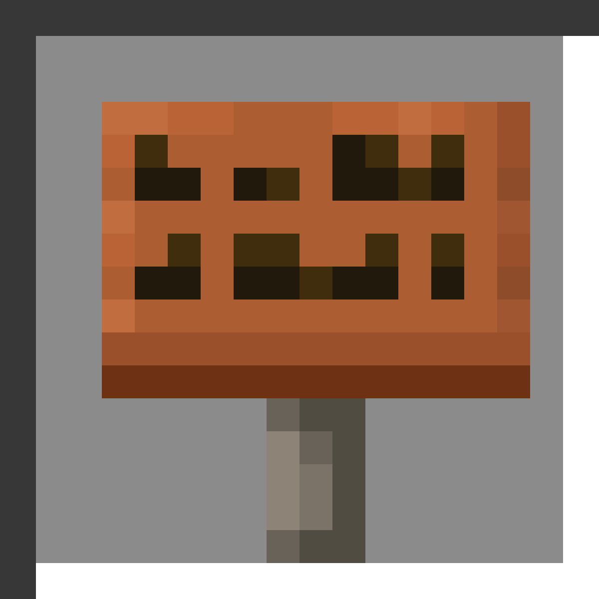 Acacia Sign in Minecraft, drawn from the game's own item texture. Displaying text (up to 4 lines). The recipe first appears in the game's files in Minecraft 1.14.