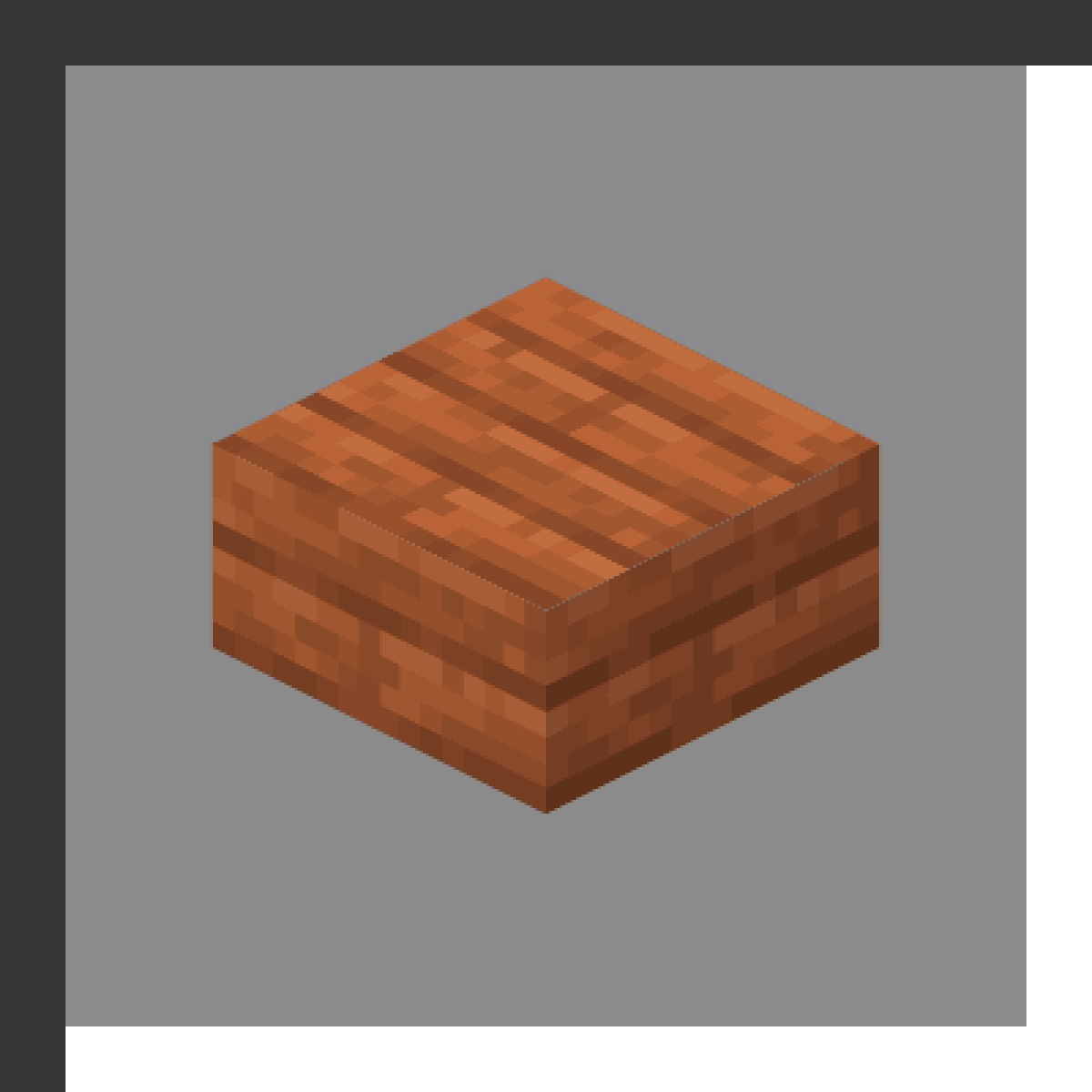 Acacia Slab in Minecraft, drawn from the game's own block model. Half-height building block.