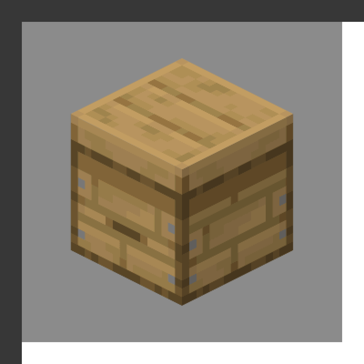 Beehive in Minecraft, drawn from the game's own block model. Housing bees for honey and honeycomb production. The recipe first appears in the game's files in Minecraft 1.15.