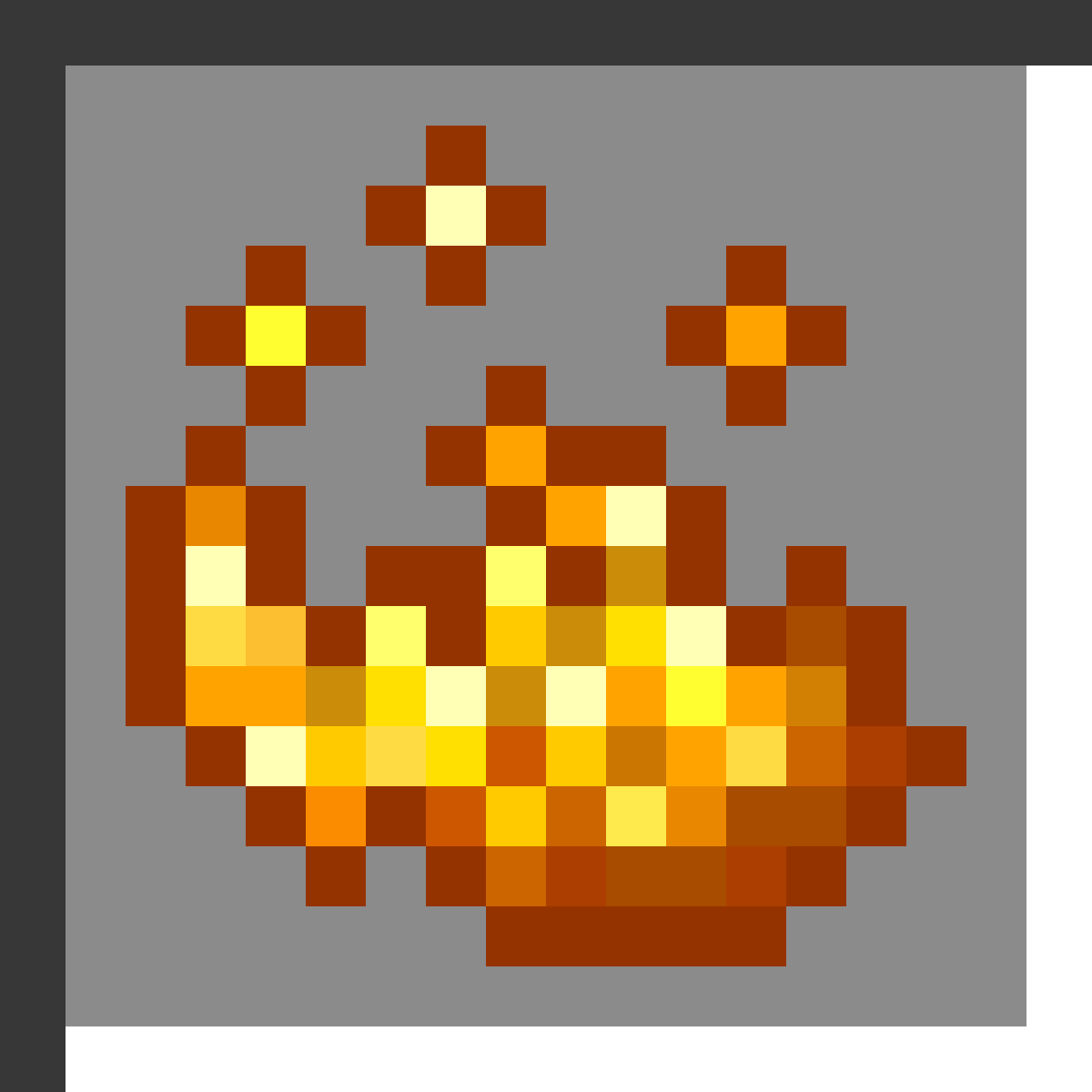Blaze Powder in Minecraft, drawn from the game's own item texture. Fueling brewing stands. Minecraft has used the name Blaze Powder since 1.0.