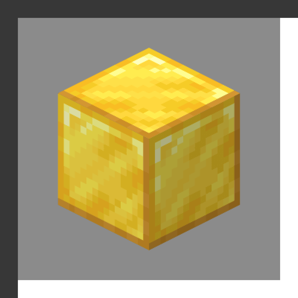 Block of Gold in Minecraft, drawn from the game's own block model. Compact gold storage.