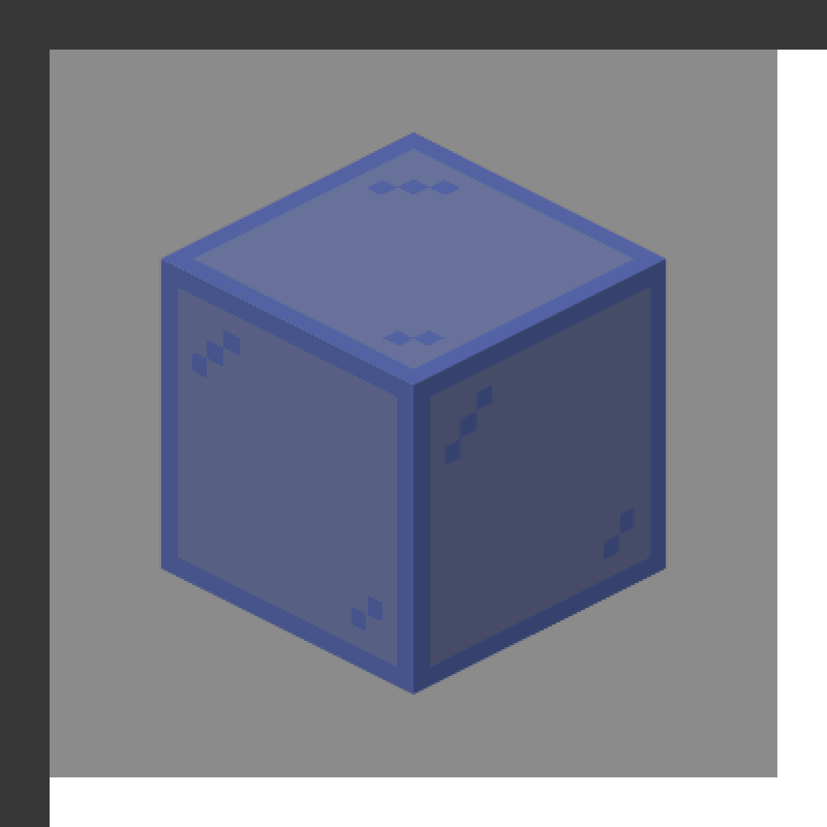 Blue Stained Glass in Minecraft, drawn from the game's own block model. Colored transparent windows. Minecraft has used the name Blue Stained Glass since 1.7.2.