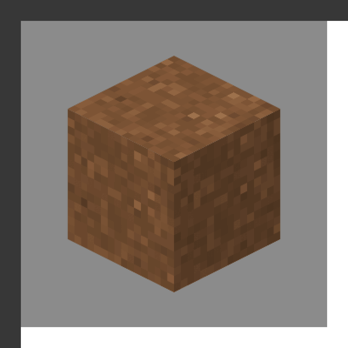 Brown Concrete Powder in Minecraft, drawn from the game's own block model. Gravity-affected block. Minecraft has used the name Brown Concrete Powder since 1.12.