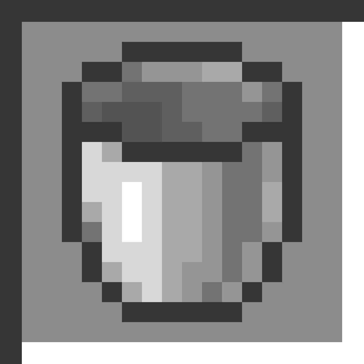 Bucket in Minecraft, drawn from the game's own item texture. Carrying water.