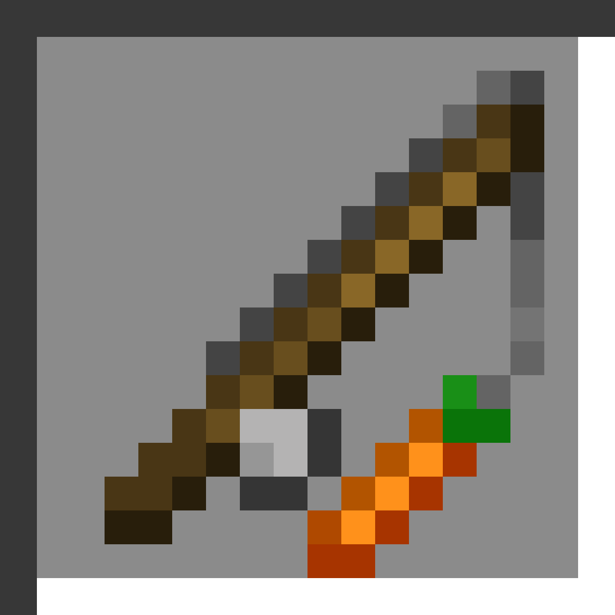 Carrot on a Stick in Minecraft, drawn from the game's own item texture. Controlling saddled pigs. Minecraft has used the name Carrot on a Stick since 1.4.2.