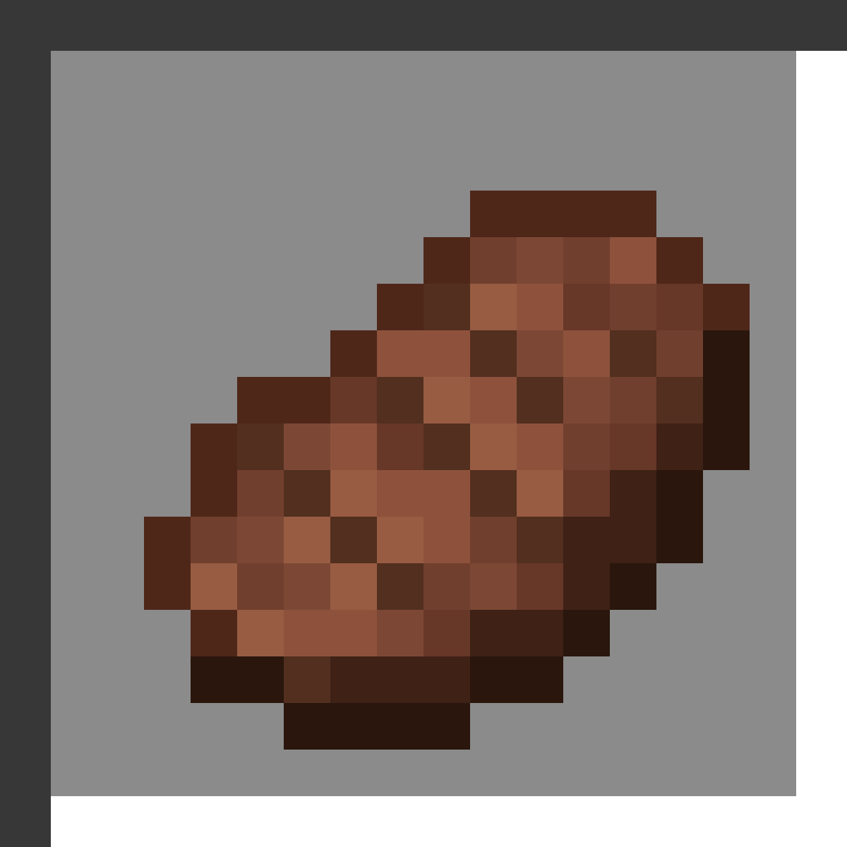 Steak in Minecraft, drawn from the game's own item texture. Restores 8 hunger points with 12.8 saturation. Minecraft has used the name Steak since Beta 1.8.