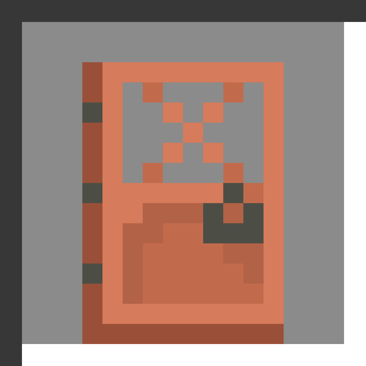 Copper Door in Minecraft, drawn from the game's own item texture. Door that requires redstone to open. The recipe first appears in the game's files in Minecraft 1.21.