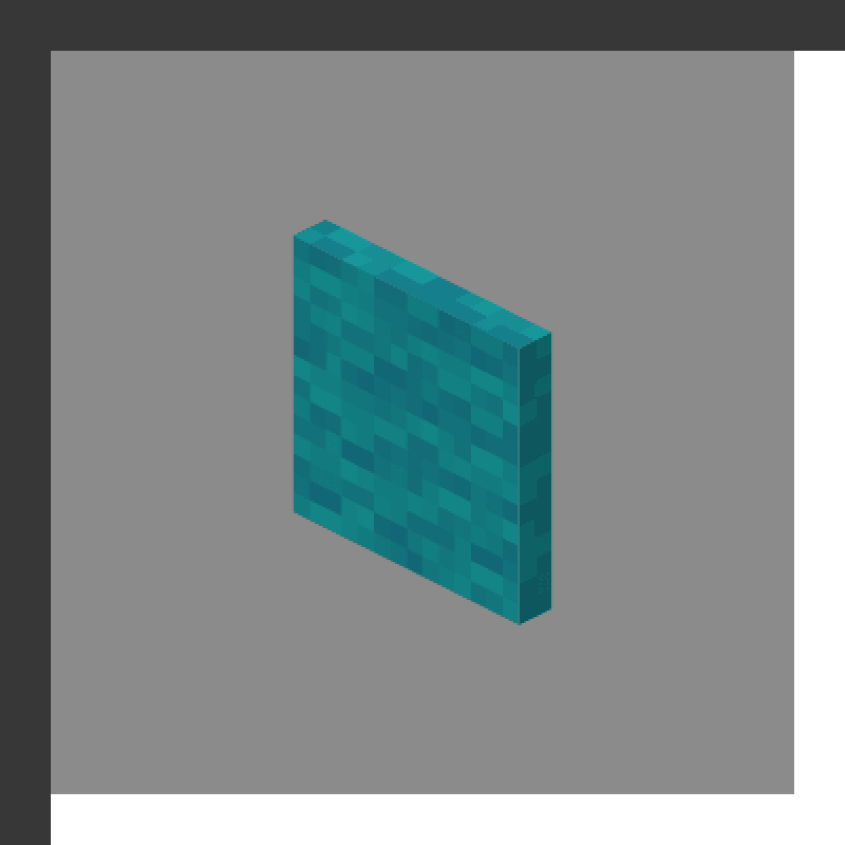 Cyan Banner in Minecraft, drawn from the game's own block model. Decoration. Minecraft has used the name Cyan Banner since 1.8.