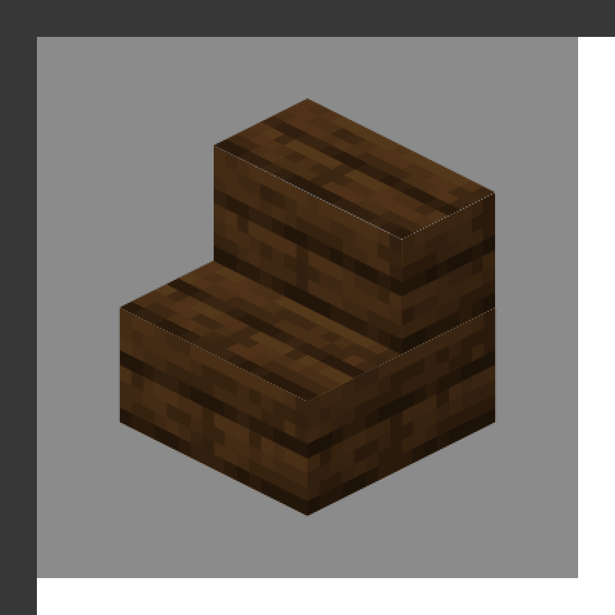 Dark Oak Stairs in Minecraft, drawn from the game's own block model. Building staircases.