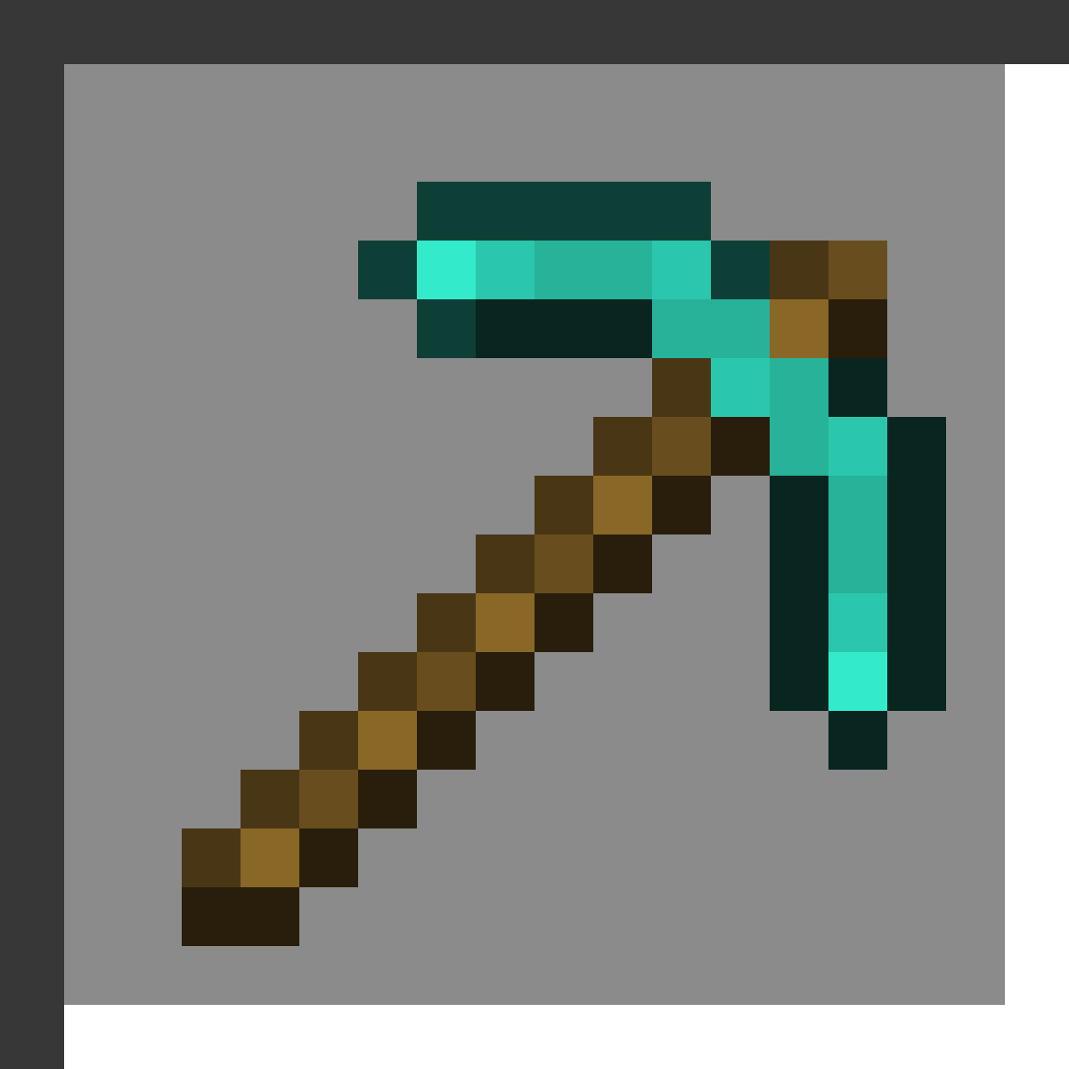 Diamond Pickaxe in Minecraft, drawn from the game's own item texture. Mining obsidian and ancient debris.