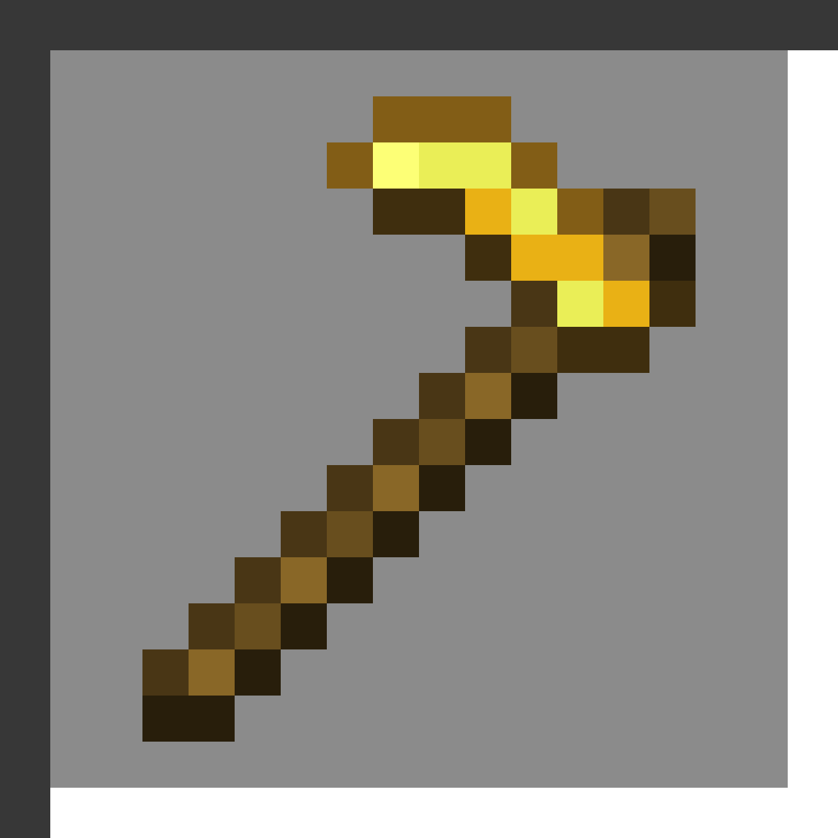 Golden Hoe in Minecraft, drawn from the game's own item texture. Fastest tilling speed.