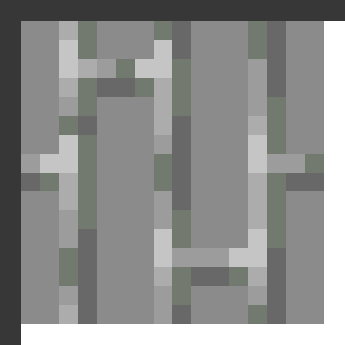 Iron Bars in Minecraft, drawn from the game's own item texture. Window bars and jail cells. Minecraft has used the name Iron Bars since Beta 1.8.