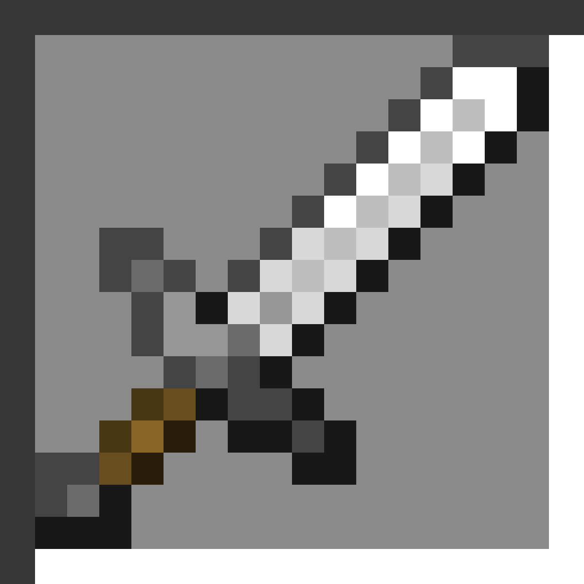 Iron Sword in Minecraft, drawn from the game's own item texture. Melee combat.