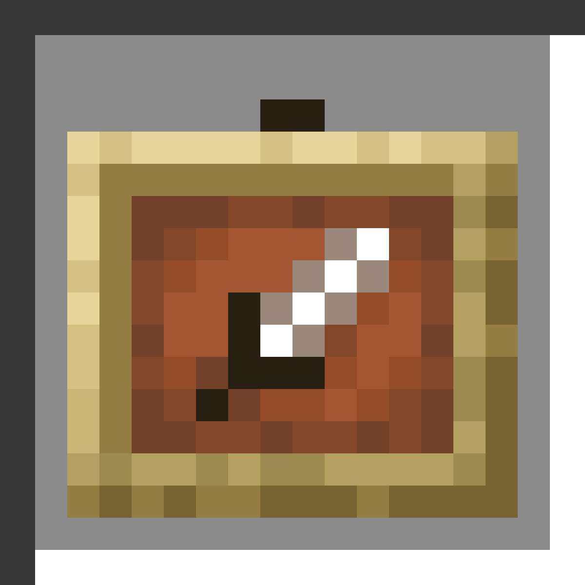 Item Frame in Minecraft, drawn from the game's own item texture. Displaying items on walls. Minecraft has used the name Item Frame since 1.4.2.