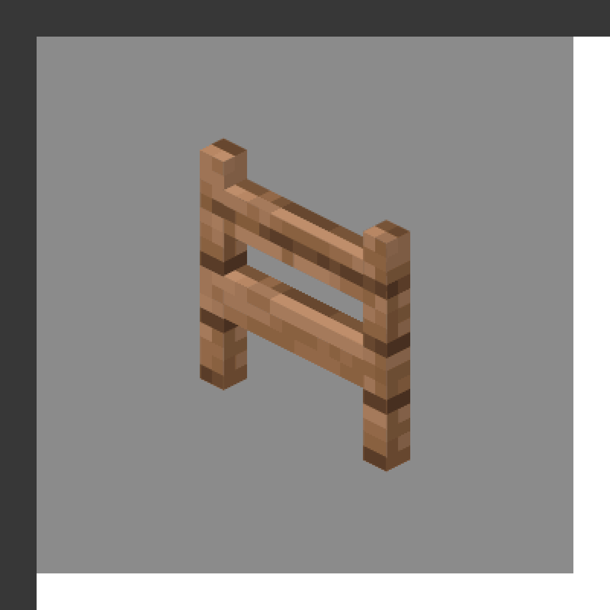 Jungle Fence Gate in Minecraft, drawn from the game's own block model. Gate for fence enclosures. Minecraft has used the name Jungle Fence Gate since 1.8.
