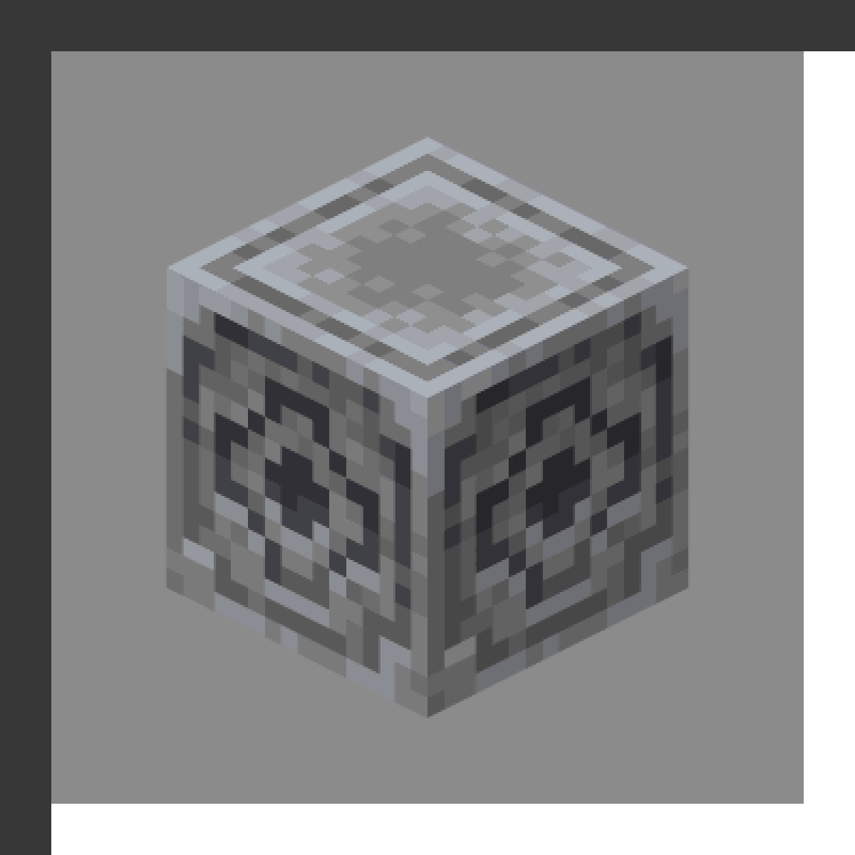 Lodestone in Minecraft, drawn from the game's own block model. Compass anchor point in any dimension. The recipe first appears in the game's files in Minecraft 1.16.