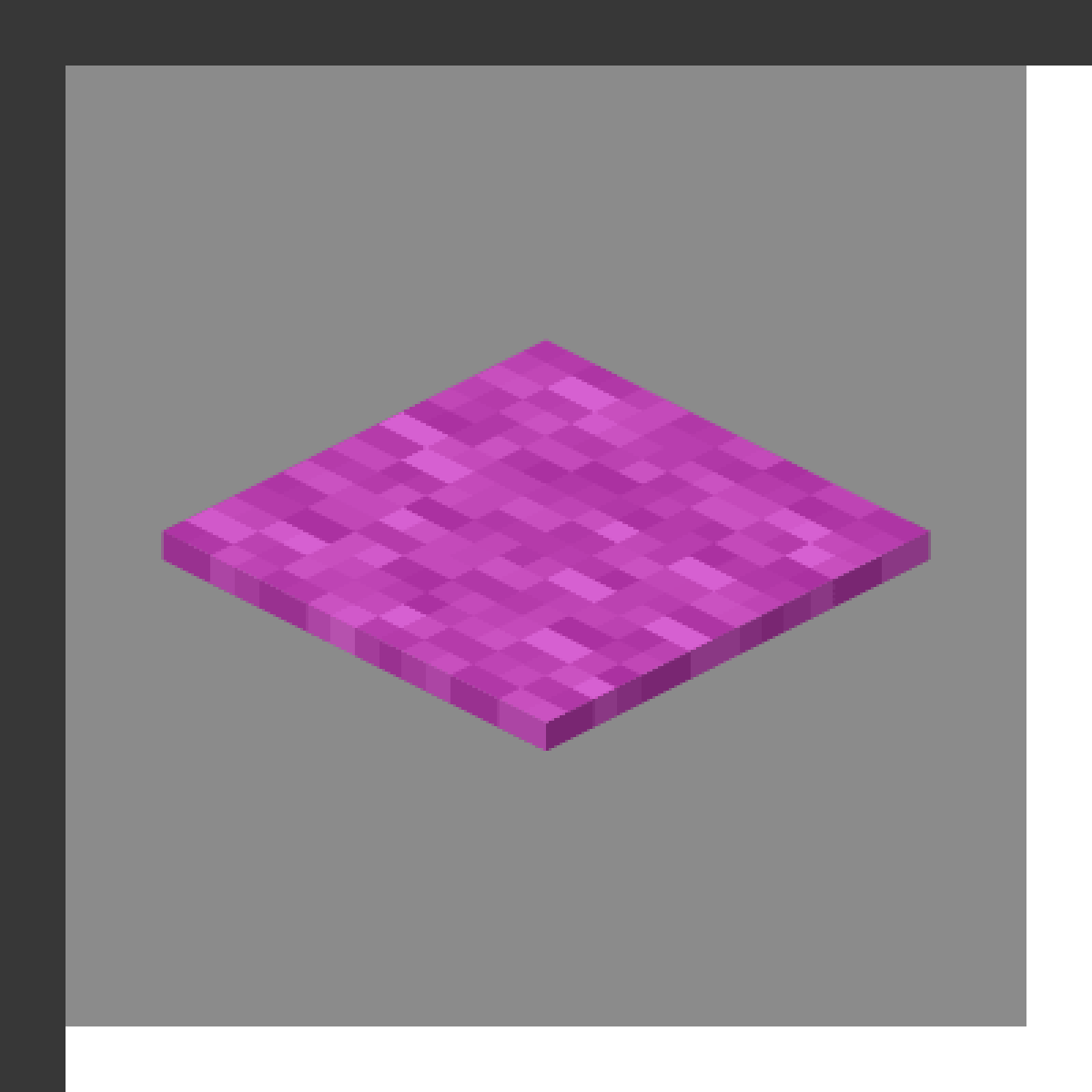 Magenta Carpet in Minecraft, drawn from the game's own block model. Floor decoration. Minecraft has used the name Magenta Carpet since 1.6.1.