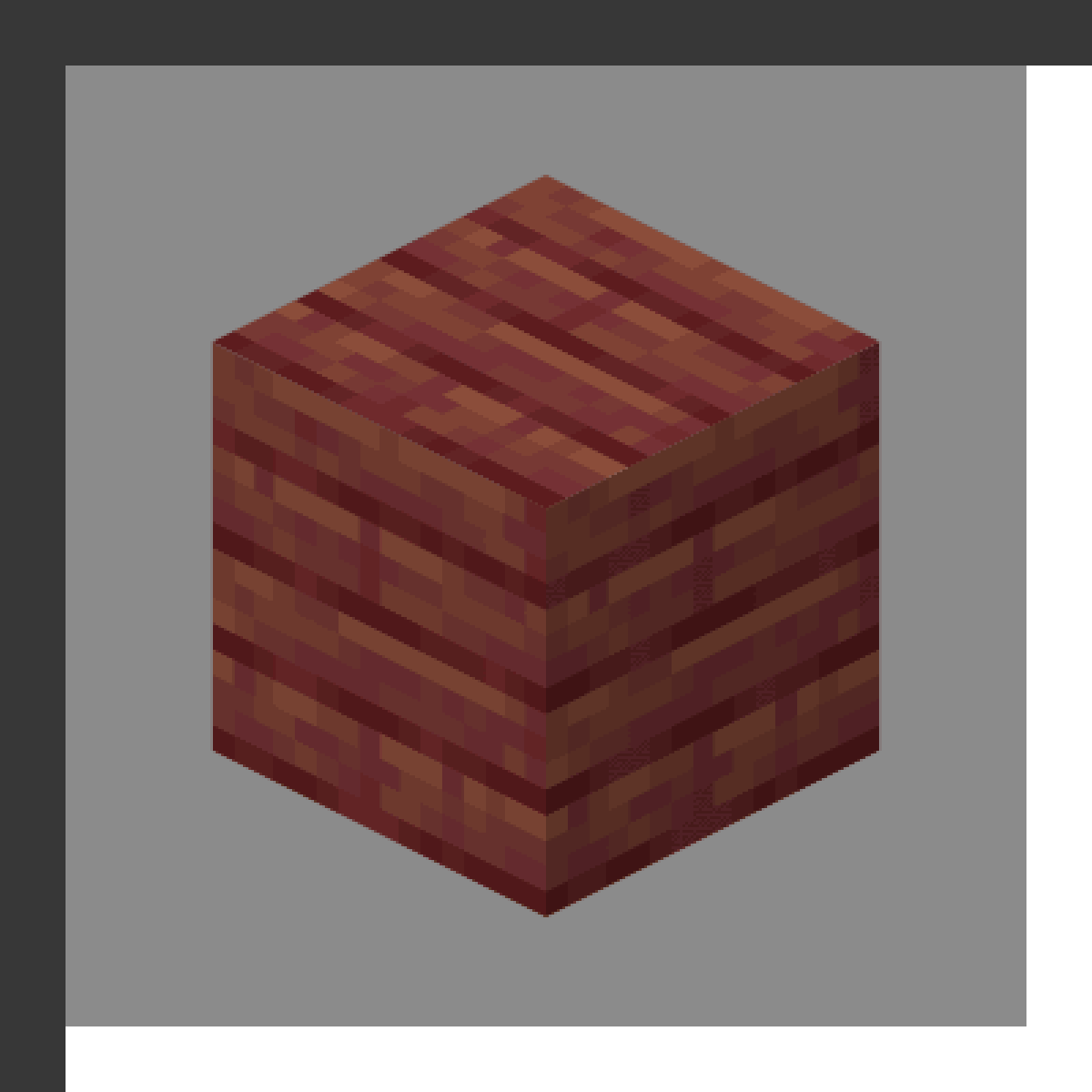 Mangrove Planks in Minecraft, drawn from the game's own block model. Building material. The recipe first appears in the game's files in Minecraft 1.19.