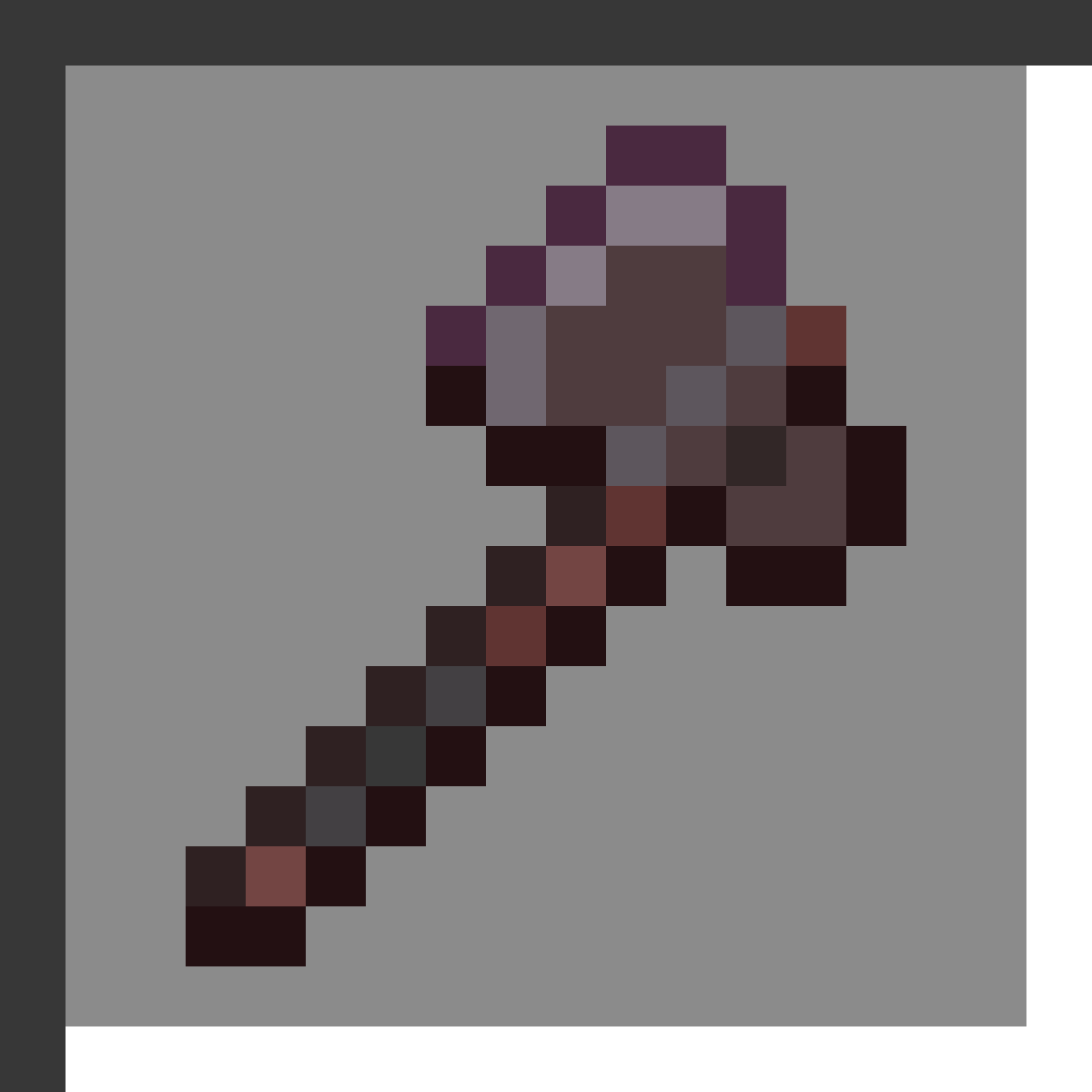 Netherite Axe in Minecraft, drawn from the game's own item texture. Best axe in the game. Minecraft has used the name Netherite Axe since 1.16.