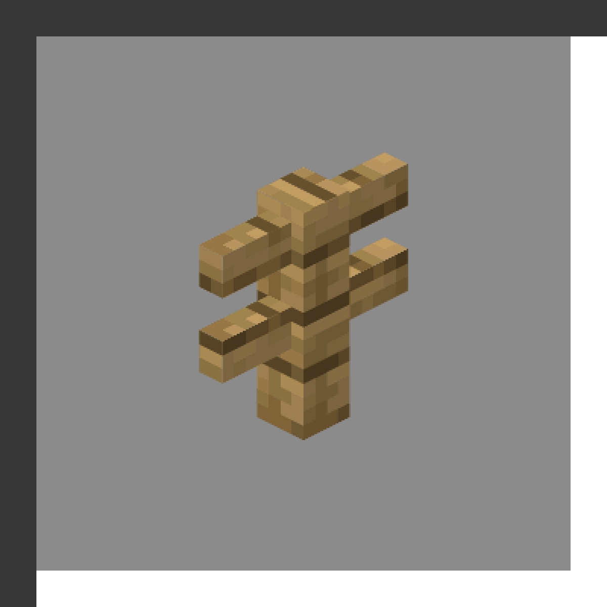Oak Fence in Minecraft, drawn from the game's own block model. Animal pens. Minecraft has used the name Oak Fence since 1.8.