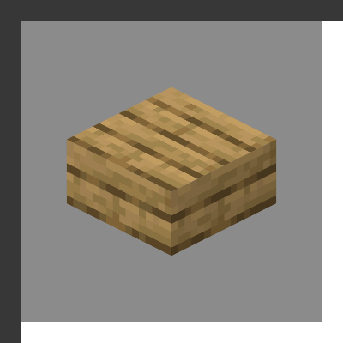 Oak Slab in Minecraft, drawn from the game's own block model. Half-height building block.