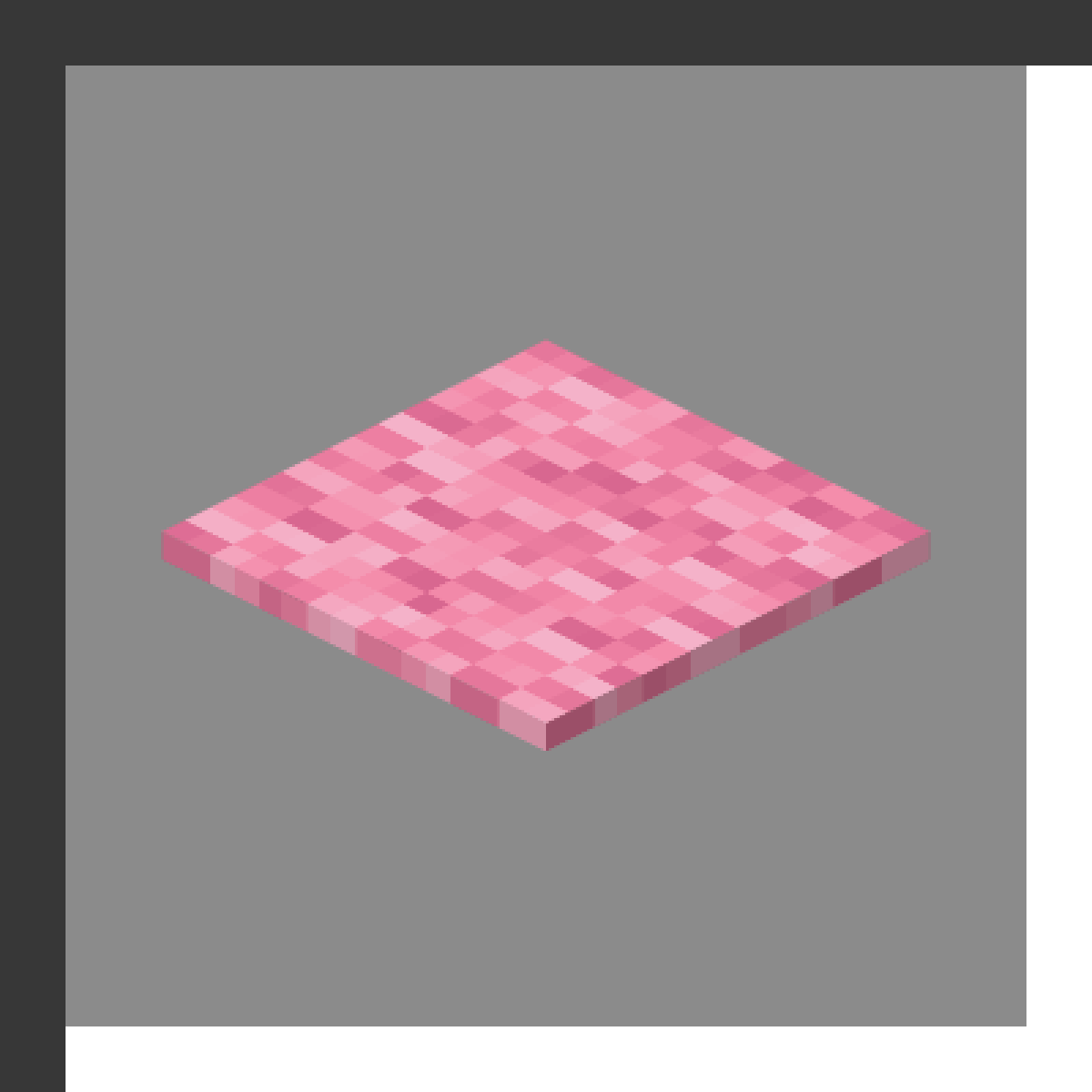 Pink Carpet in Minecraft, drawn from the game's own block model. Floor decoration. Minecraft has used the name Pink Carpet since 1.6.1.