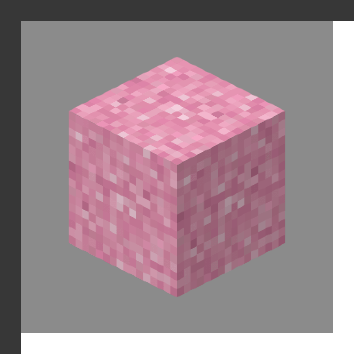 Pink Concrete Powder in Minecraft, drawn from the game's own block model. Gravity-affected block. Minecraft has used the name Pink Concrete Powder since 1.12.