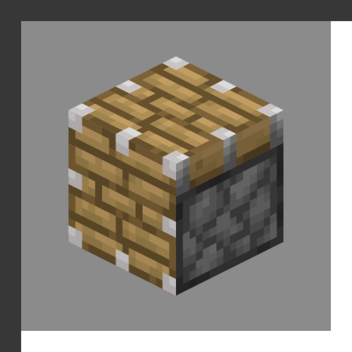 Piston in Minecraft, drawn from the game's own block model. Pushing blocks when powered. Minecraft has used the name Piston since Beta 1.7.