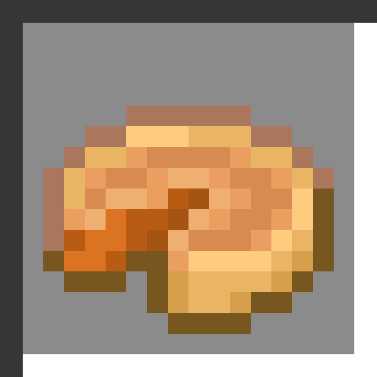 Pumpkin Pie in Minecraft, drawn from the game's own item texture. Restores 8 hunger points. Minecraft has used the name Pumpkin Pie since 1.4.2.