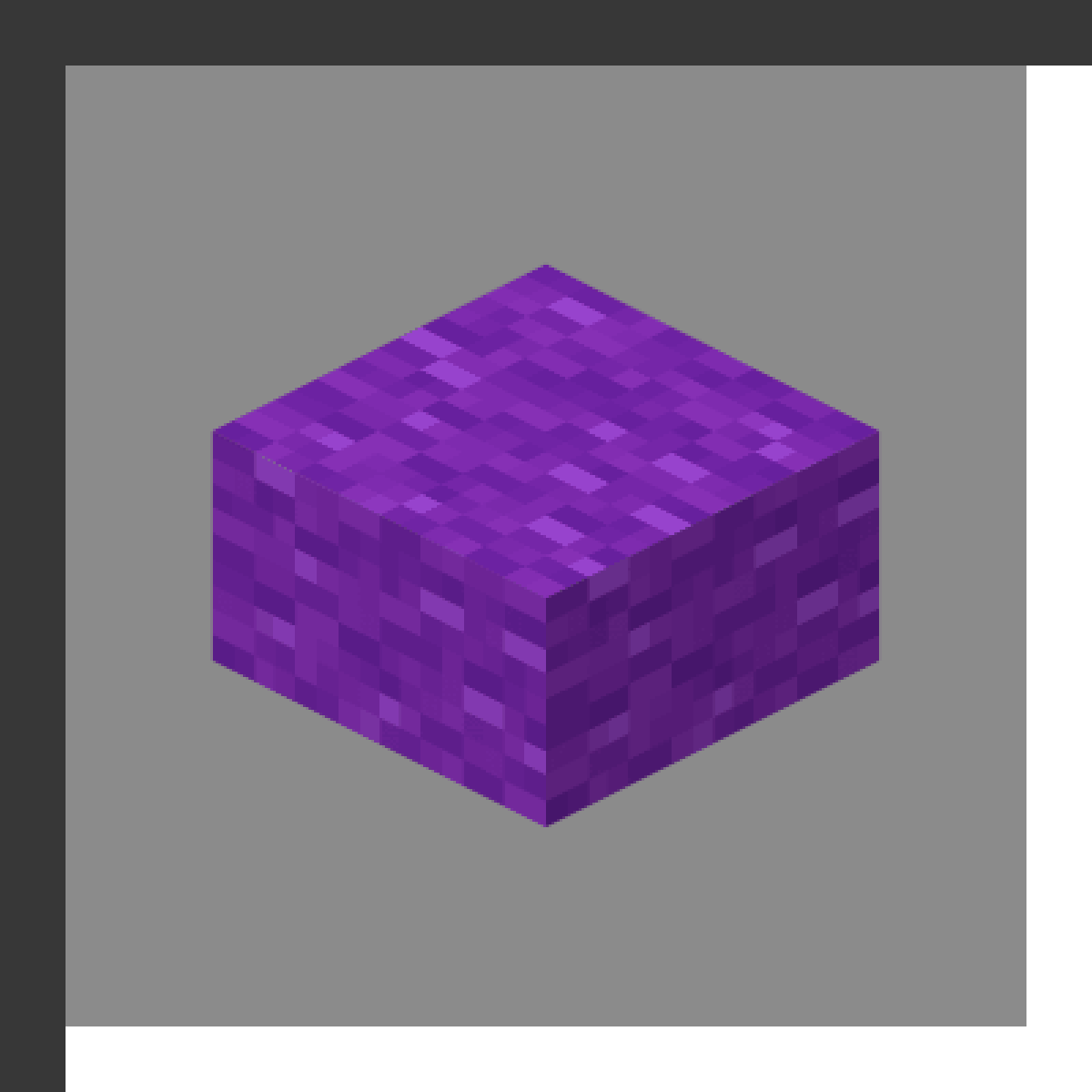 Purple Bed in Minecraft, drawn from the game's own block model. Setting spawn point. Minecraft has used the name Purple Bed since 1.12.