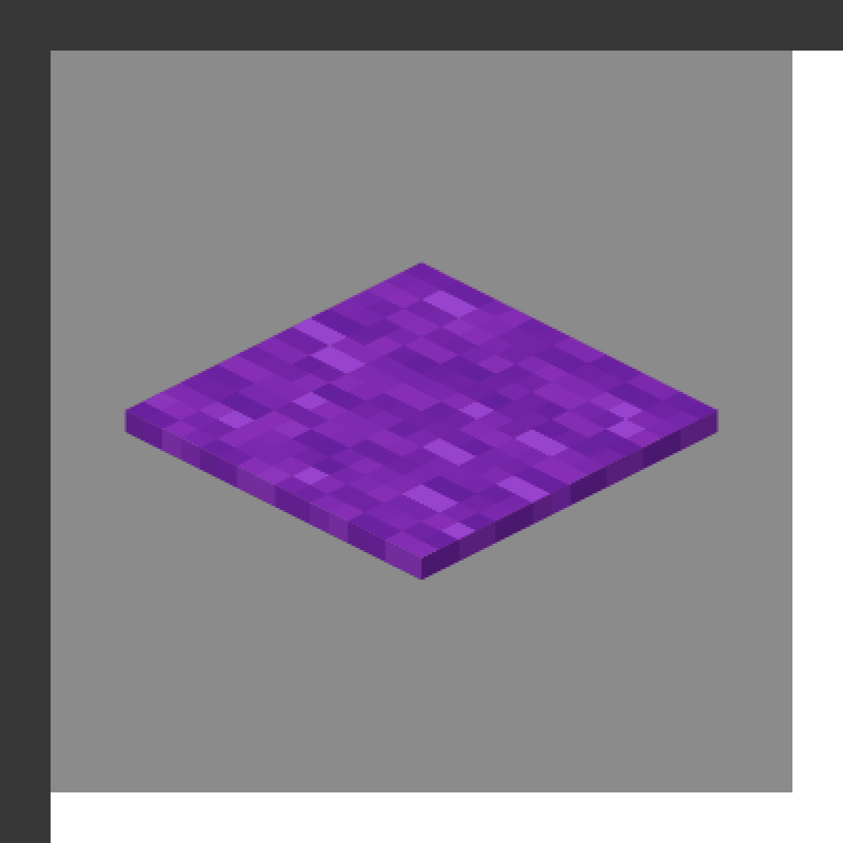 Purple Carpet in Minecraft, drawn from the game's own block model. Floor decoration. Minecraft has used the name Purple Carpet since 1.6.1.