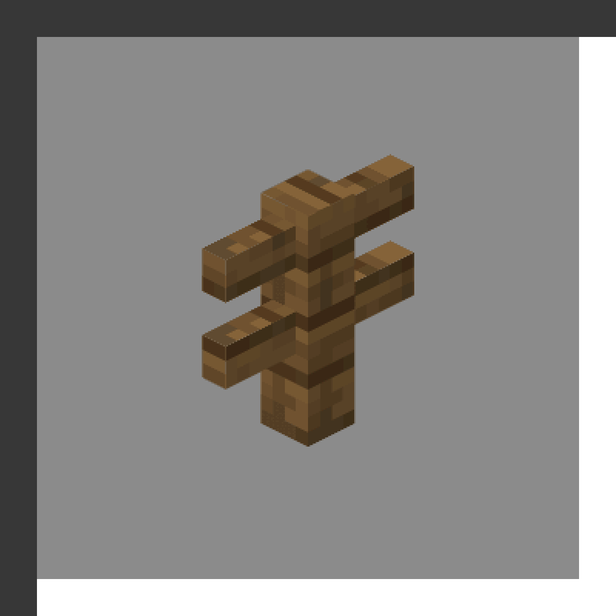 Spruce Fence in Minecraft, drawn from the game's own block model. Animal pens. Minecraft has used the name Spruce Fence since 1.8.