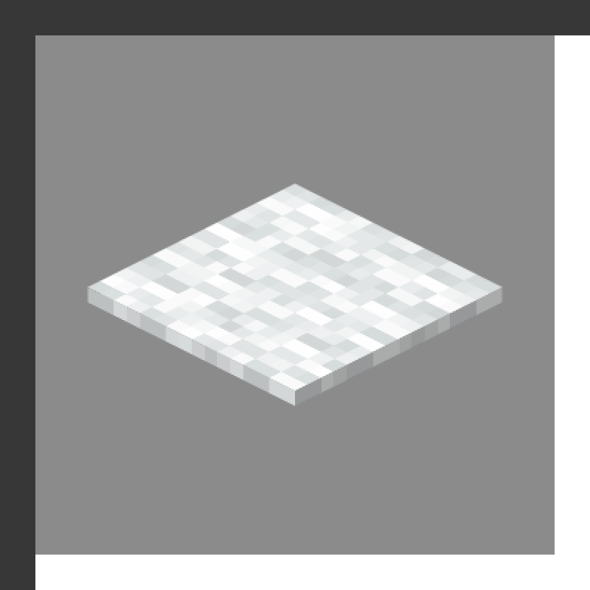 White Carpet in Minecraft, drawn from the game's own block model. Floor decoration. Minecraft has used the name White Carpet since 1.11.