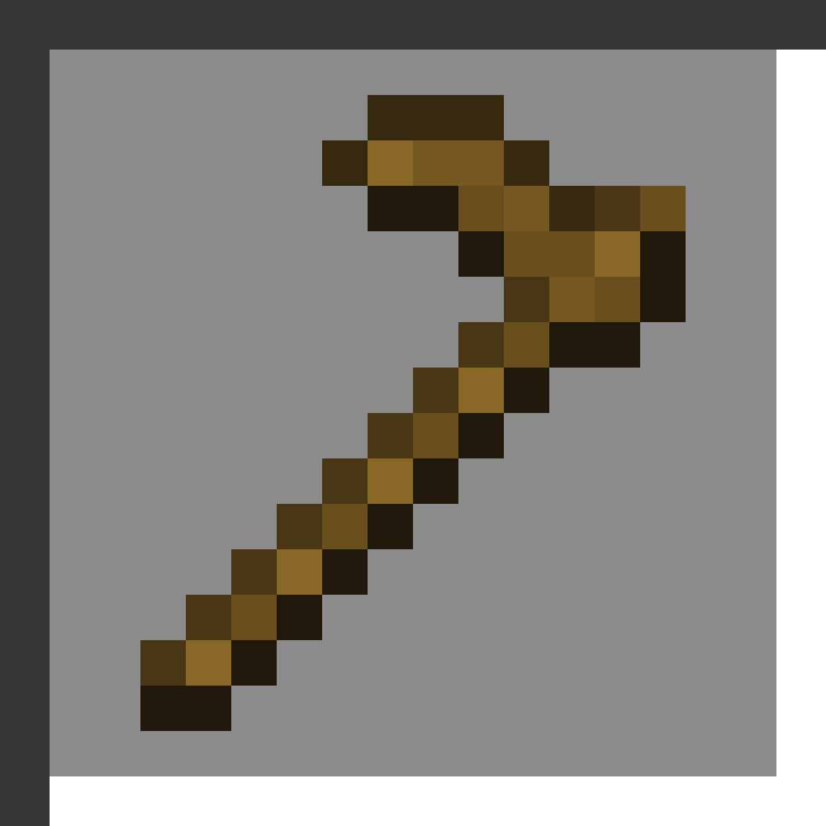 Wooden Hoe in Minecraft, drawn from the game's own item texture. Tilling dirt into farmland.
