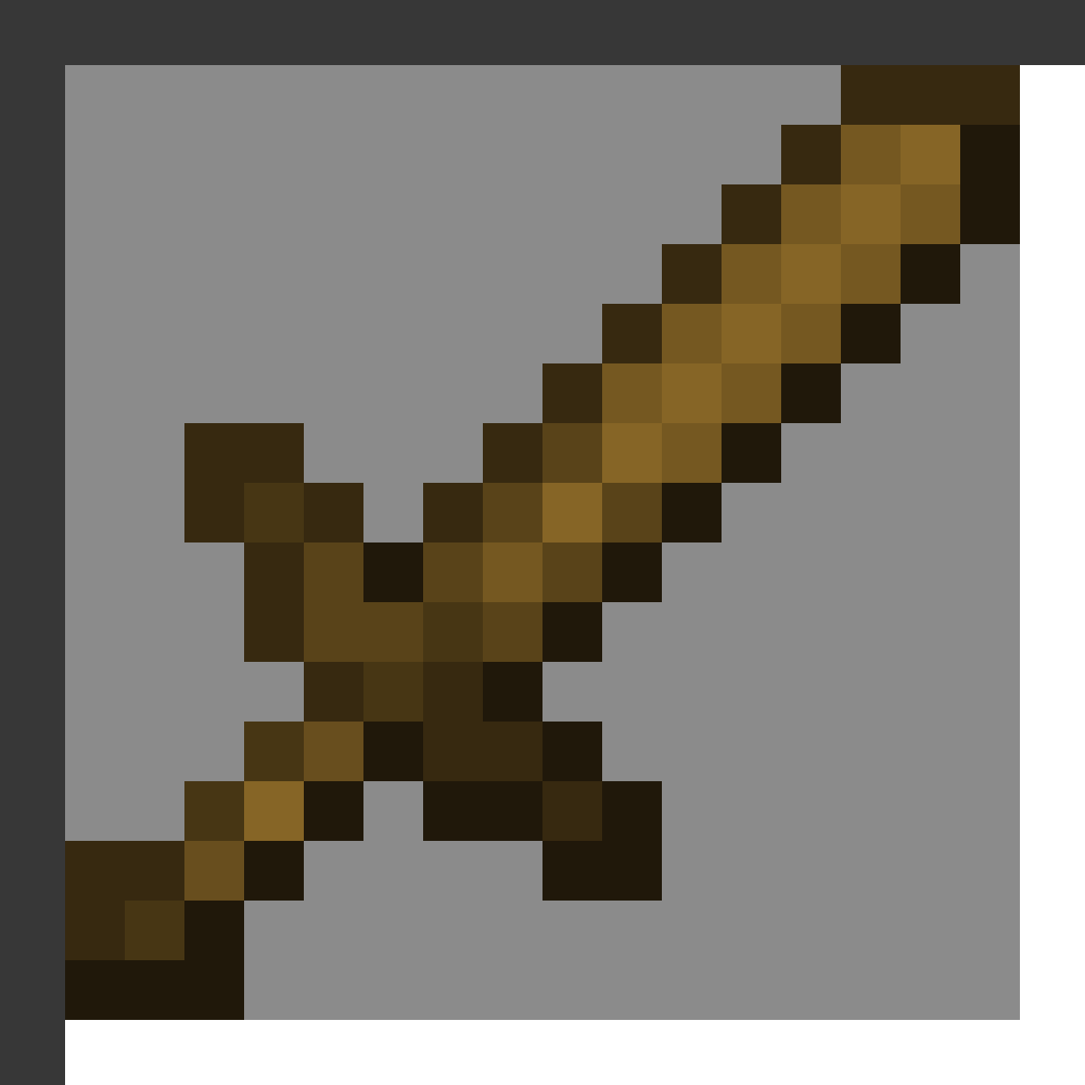 Wooden Sword in Minecraft, drawn from the game's own item texture. Basic melee combat.