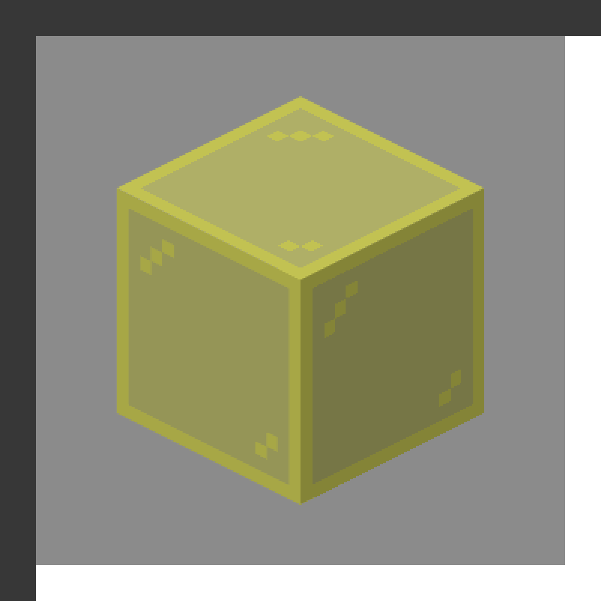 Yellow Stained Glass in Minecraft, drawn from the game's own block model. Colored transparent windows. Minecraft has used the name Yellow Stained Glass since 1.7.2.
